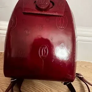Cartier Rusac Happy Birthday Gold Metal Bordeaux Patent Leather Backpack Cartier | Bags | Cartier Rusac Happy Birthday Gold Metal  main image 3
